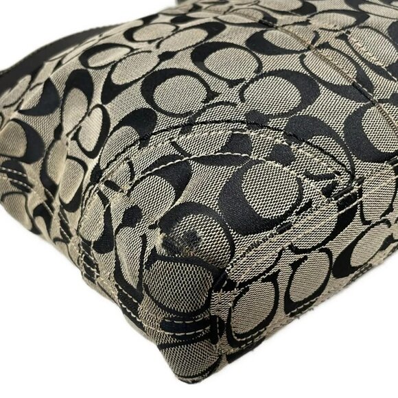 Auth COACH Signature Medium Duffel 10403 Gray Black Jacquard Leather - Picture 5 of 11